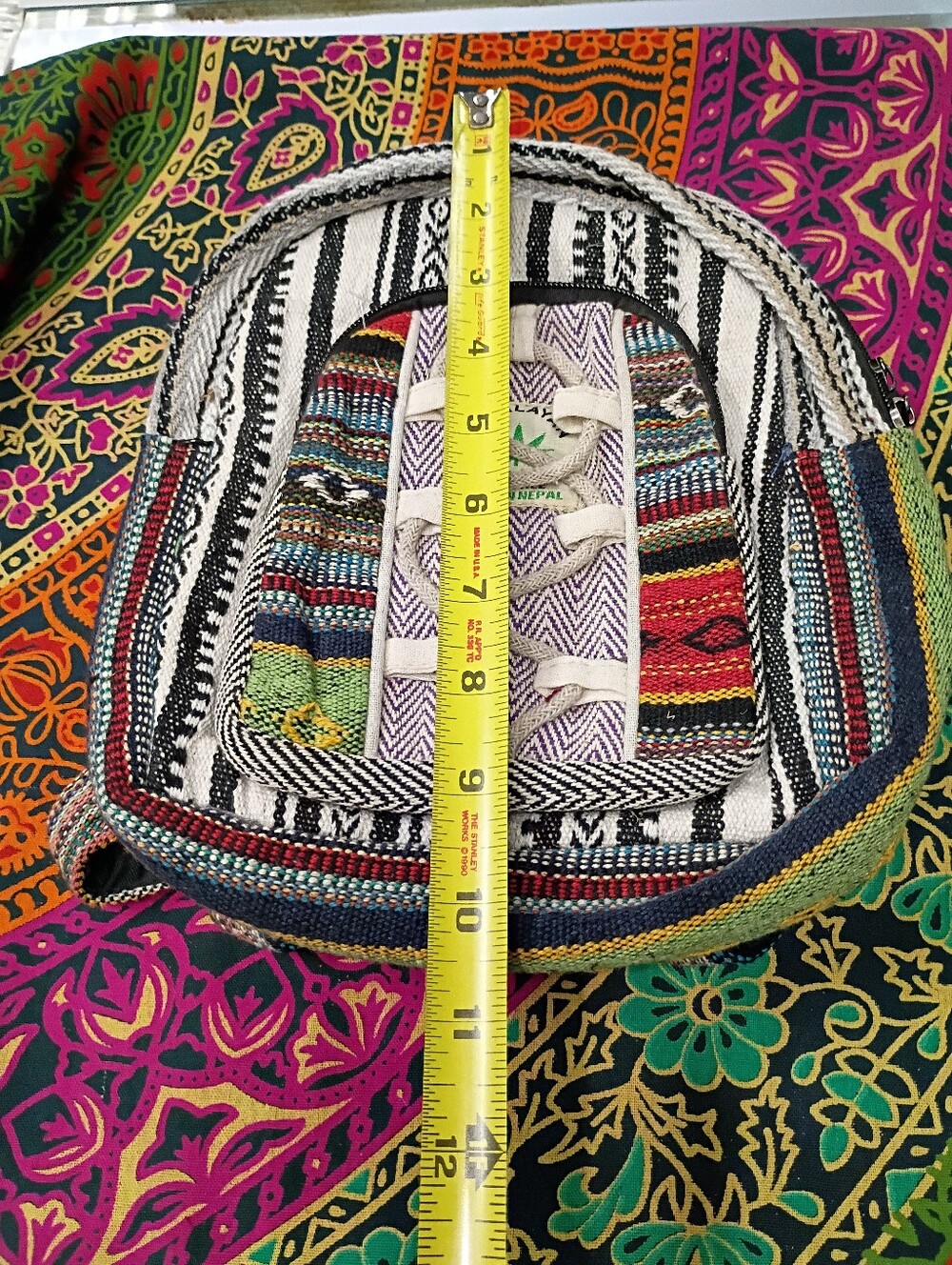 NWOT Himalayan Hemp Striped MiniBackpack with Colorful Panels - Picture 4 of 7
